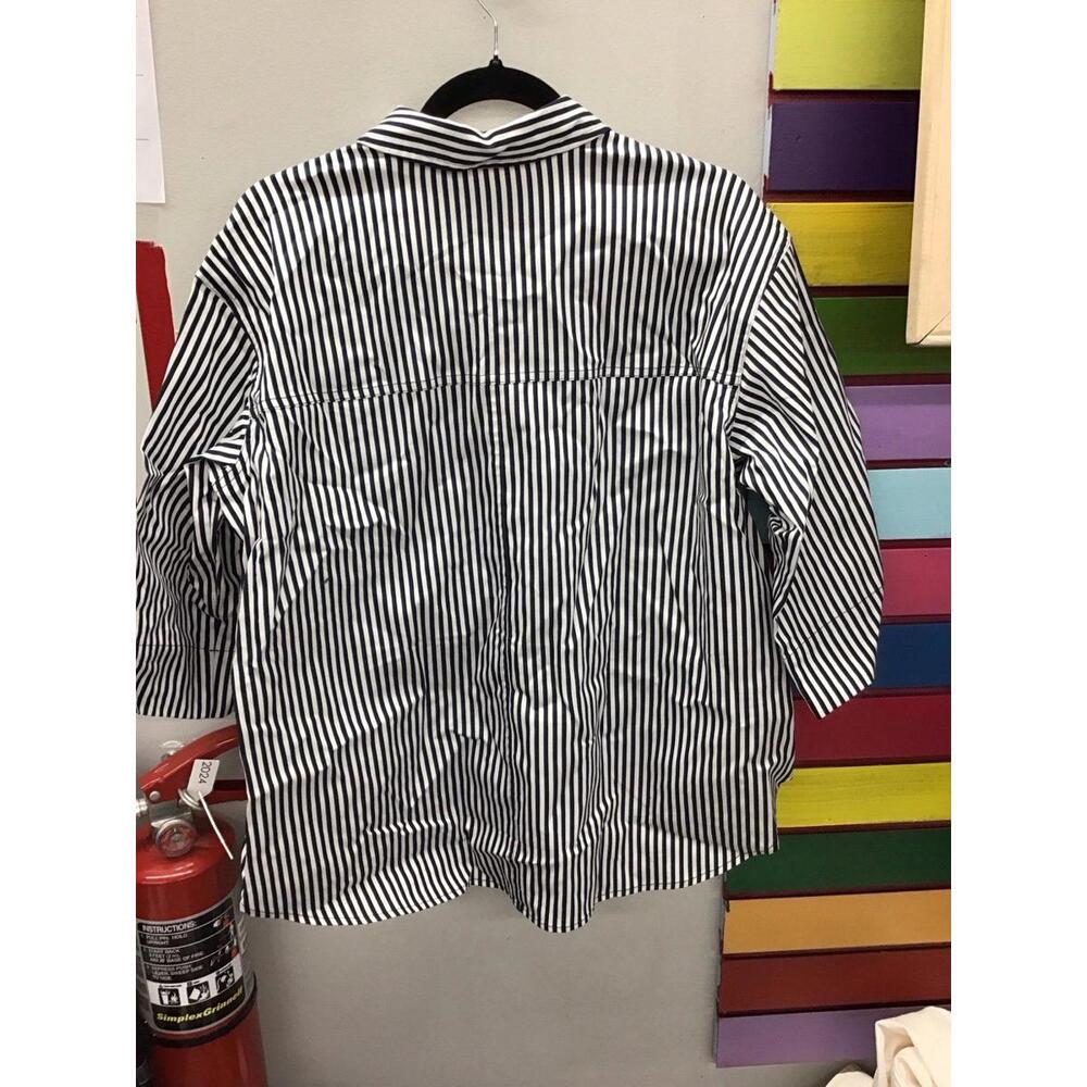 Carla rockmore collection 3/4 sleeve shirt petite small midnight stripe new qvc - Picture 2 of 4